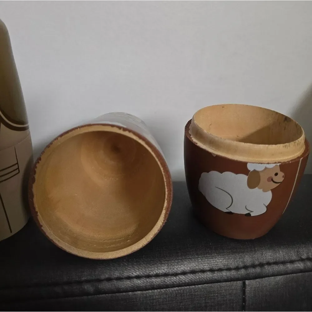 Wooden Christmas Nativity Nesting Dolls, 5 Pieces, 6.75
